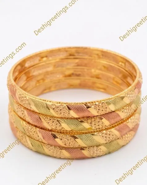 Elegance Tricolor Gold-Plated Bangle Set (Set of 4) thumbnail